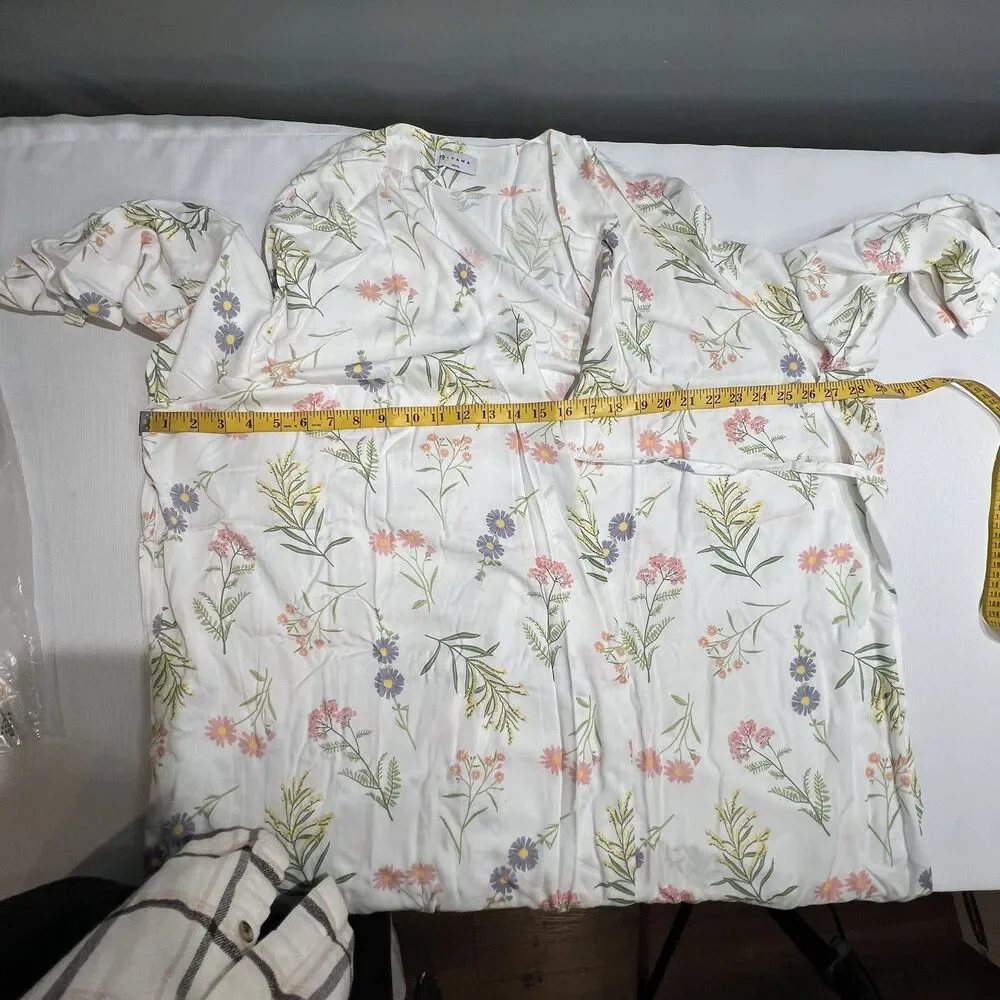 Piyama Womens Short Kimono Robe Sz XXXL Wild Flower Bloomcore Spring Romantic